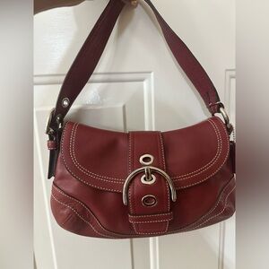 Coach vintage soho flap cherry red buckle leather shoulder bag
